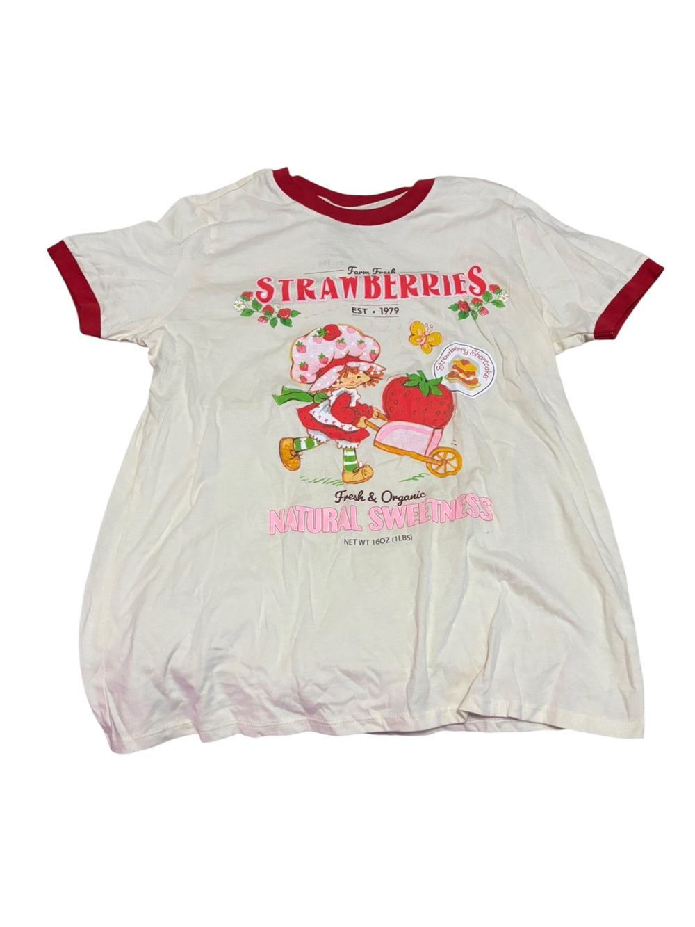 Strawberry Shortcake Graphic Ringer Tee - White with Red Trim